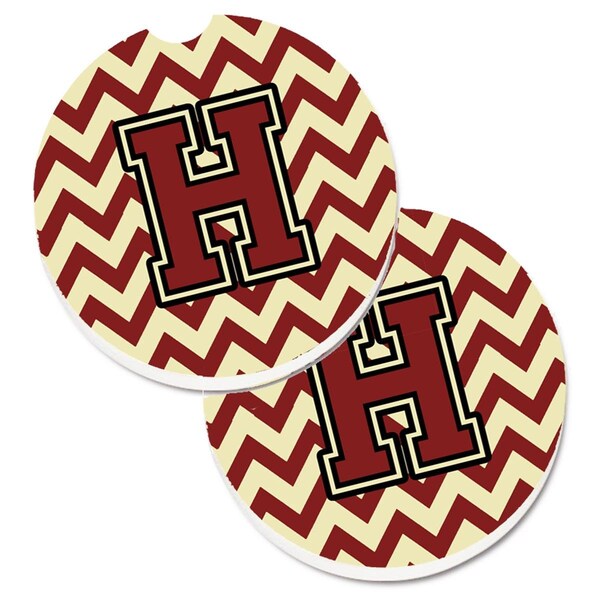Carolines Treasures Letter H Chevron Maroon and Gold Cup Holder Car Coaster, PK2 CJ1061-HCARC - main